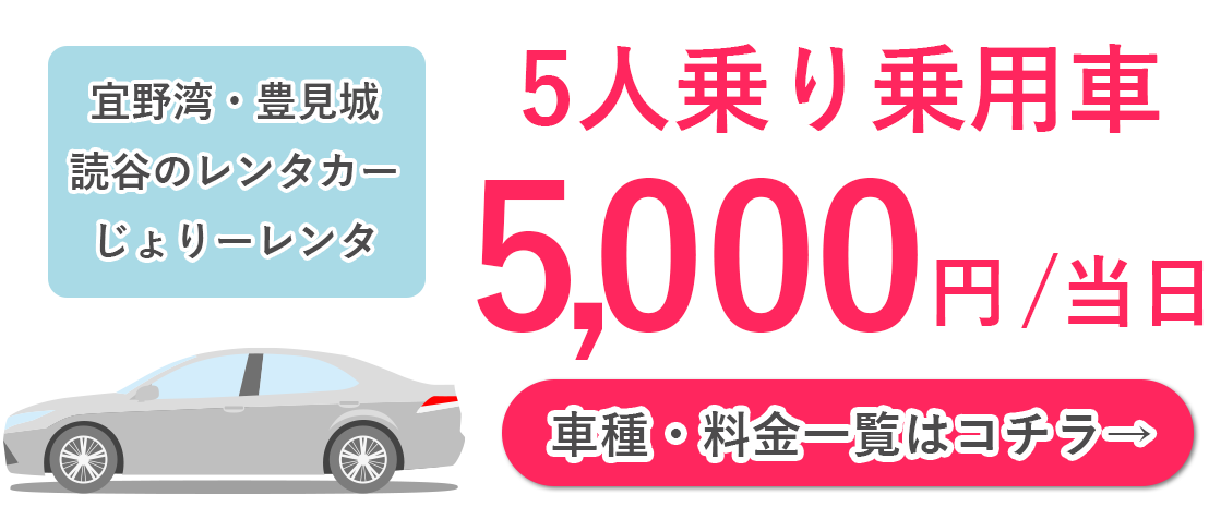 5人乗り乗用車5000円/1日